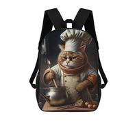 sinyumoney Culinary Cat Chef Children's School Backpack 3D Printed for Kids Travel Rucksacks Book Bags for Boys Elementary School Students 17inch