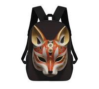sinyumoney Cunning Fox Kitsune Mask Kids' Backpack 3D Printing School Bag Boys Cool Daypacks Casual Knapsack Fun Back Bag for Kids And Teenager 17inch