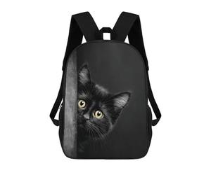sinyumoney Curious Black Kitten Peeking School Bags School Secondary High School College Backpack Travel for Boys/Girls/Teenagers 17inch