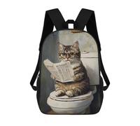 sinyumoney Curious Cat on Toilet Reading Newspaper Backpack School Bag Work Laptop Backpack Rucksack Bag for Boys/Girls/Teenagers 17inch