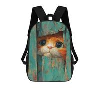 sinyumoney Curious Cat Peeking Through Door Backpacks 3D Printed School Bag Casual Kids Fashion School Bag for Boys Middle School Students School 17inch