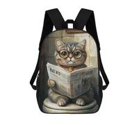 sinyumoney Curious Cat Reading Newspaper Backpack School Work Business College School for Men, Women & Teenage Boys 17inch
