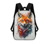 sinyumoney Curious Colorful Fox 3D Printed 17inch School Bag Children's School Backpack Travel Backpacks Casual Fashion Bag for Kids School Students