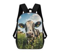sinyumoney Curious Cow in Field Backpacks Kids 17inch School Backpack School Bag 3D Printed School Bag for Boys Elementary And Middle School Students