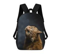 sinyumoney Curious Ginger Cat Backpack School Large School Backpack for Boys for Teenage Girls Boys Women Men 17inch