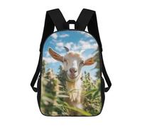 sinyumoney Curious Goat in Greenery Backpacks Kids School Backpack School Bag 3D Printed Fashion School Bags for Boys Elementary And Middle School Students 17inch