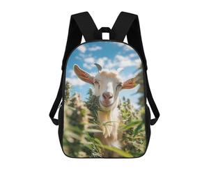 sinyumoney Curious Goat in Greenery Backpacks Kids School Backpack School Bag 3D Printed Fashion School Bags for Boys Elementary And Middle School Students 17inch