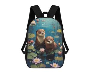 sinyumoney Curious Otters School Backpack Work Laptop Backpack Rucksack Bag for Camping Outdoor Adventures And Daily Travel 17inch