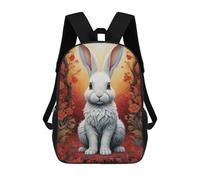 sinyumoney Curious Rabbit 3D Printed Kids School Bag Rucksacks Children's School Fashion Casual Back Pack High Capacity Travel Book Bags Backpack for Kids 17inch