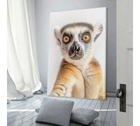 sinyumoney Curious Ring-tailed Lemur Selfie Art Work for Home Walls for Bedroom Office Bathroom Decor Living Room Canvas 24x36inch(60x90cm)