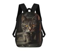 sinyumoney Curious Street Cat 3D Printed 17inch Kids School Backpack School Bag Fashion Rucksacks for Boys Elementary And Middle School Students