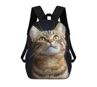 sinyumoney Curious Tabby Cat Rucksacks 3D Printed Children Backpacks Fashion Casual Daypack Cute Travel Bags Outdoor Casual Daypack for Boy And Girl 17inch