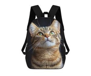 sinyumoney Curious Tabby Cat Rucksacks 3D Printed Children Backpacks Fashion Casual Daypack Cute Travel Bags Outdoor Casual Daypack for Boy And Girl 17inch