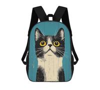 sinyumoney Curious Vintage Cat Portrait School Bag Backpack Teen Schoolbag 3D Printing Adjustable Schoolbag Fashion Pocket Bag for Kids Boys Girls Students And Teenagers Fans 17inch