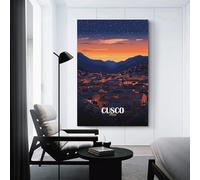 sinyumoney Cusco, Peru at Nightfall Poster Print Art Wall Painting Canvas Posters Modern Bedroom Decor Birthday Decoration Supplies 12x18inch(30x45cm)