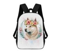 sinyumoney Cute Akita Dog Flower Art Backpack School Bag Water Resistant Travel Backpack Computer Bag for Camping Outdoor Adventures And Daily Travel 17inch