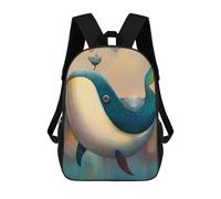 sinyumoney Cute As A Button Whale Backpacks Kids Student Schoolbag,3D Printed Backpacks,Elementary And Middle School Students Backpacks for Boys Girls 17inch
