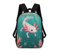 sinyumoney Cute Axolotl in Teal Water School Bags Daypacks Business Backpack Water Resistant Bookbag for School/Work/Travel 17inch
