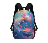 sinyumoney Cute Axolotl Underwater - Pink Axolotl Backpack with Pocket 3D Printed Backpacks, Travel Rucksacks Book Bags Kids School Bag 17inch
