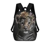 sinyumoney Cute Baby Fluffy Tiger Backpacks Kids School Backpack School Bag 3D Printed School Bag for Boys Elementary And Middle School Students 17inch