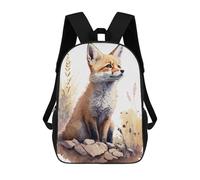 sinyumoney Cute Baby Fox Painting Backpack Kids School Backpack School Bag 3D Printed Fashion School Bag for Boys Elementary And Middle School Student 17inch