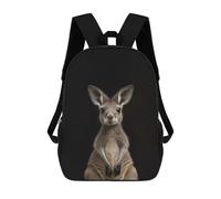 sinyumoney Cute Baby Kangaroo Portrait on Black Rucksack Large School Backpack for Boys - Perfect for Travel, Work And Daily Use 17inch