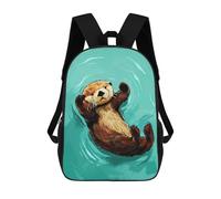 sinyumoney Cute Baby Otter Kids School Backpack School Bag 3D Printed School Bag for Boys Elementary And Middle School Students 17inch