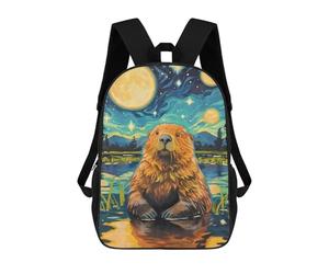 sinyumoney Cute Beaver Starry Night Backpack School Bag Travel College Rucksack Backpacks for Boys/Girls/Teenagers 17inch