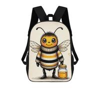 sinyumoney Cute Bee with Honey Jar School Bags High Secondary School Bags Casual Backpack for Campus Outdoor Travel Sports 17inch