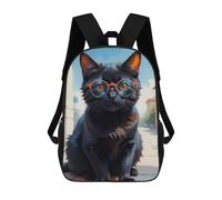 sinyumoney Cute Black Cat Painting Children's School Backpack 3D Printed for Kids Travel Rucksacks Book Bags for Boys Elementary School Students 17inch
