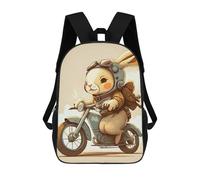 sinyumoney Cute Bunny Riding A Bike Backpacks Kids Student Schoolbag,3D Printed Backpacks,Elementary And Middle School Students Backpacks for Boys Girls 17inch