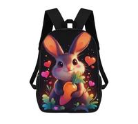 sinyumoney Cute Bunny with Carrot Backpacks 3D Printed Kids School Backpack Outdoor Casual Daypack Fashion Casual Children Backpacks Cute Travel Bags 17inch