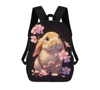 sinyumoney Cute Bunny with Cherry Blossoms School Backpack 3D Printed School Bags Boys Girls Laptop Backpack for Kids/Students/Adults 17inch