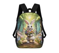 sinyumoney Cute Bunny with Flowers in Forest Backpack School Bag Travel College Rucksack Backpacks for Campus Outdoor Travel Sports 17inch