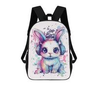 sinyumoney Cute Bunny with Headphones School Backpack Fashion Stationery Backpack Waterproof Casual Daypacks for Men/Women 17inch