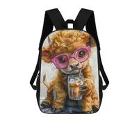 sinyumoney Cute Calf Addict Coffe Backpacks Kids Student Schoolbag 3D Printed Backpacks Elementary And Middle School Students Backpacks for Boys Girls 17inch
