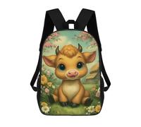 sinyumoney Cute Cartoon Calf in Floral Meadow Backpack School Travel College Rucksack Backpacks for Campus Outdoor Travel Sports 17inch