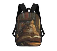 sinyumoney Cute Cartoon Cat Reading Ronaldo Backpack, Children's Backpack, Student School Bag, Book Bag, 3D Printed School Bag For Boys And Girls, 17inch