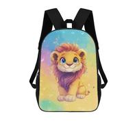 sinyumoney Cute Cartoon Lion Cub Illustration Children's Backpacks School Backpack 3D Printed Backpack for Kids Travel Rucksacks Book Bags Kids School Bag 17inch