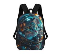 sinyumoney Cute Cat Astronaut 3D Printed 17inch Kids School Backpack School Bag Fashion Rucksacks for Boys Elementary And Middle School Students