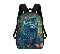 sinyumoney Cute Cat Butterfly Backpacks Kids School Backpack Fashion School Bag 3D Printed School Bag for Boys Elementary And Middle School Students 17inch