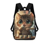 sinyumoney Cute Cat Eating Sushi School Backpack 3D Printed School Bags Boys Girls Laptop Backpack for Kids/Students/Adults 17inch
