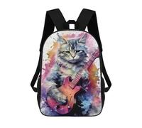 sinyumoney Cute Cat Guitars Play Backpack School Bag Rucksack for Girls Boys Backpacks Large Capacity Kids Back Pack Lightweight School Bags for Children Students 17inch