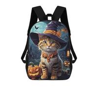 sinyumoney Cute Cat Halloween Children's School Backpack Fashion Casual 17inch 3D Printed School Bags Boy School Backpack Large Backpack