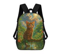 sinyumoney Cute Cat in Jungle Rucksack Fashion Stationery Backpack Waterproof Casual Daypacks for Teenage Girls Boys Women Men 17inch