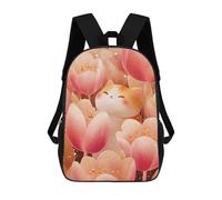 sinyumoney Cute Cat in Tulip Garden Backpack School Daypacks Business Backpack Water Resistant Bookbag for Camping Outdoor Adventures And Daily Travel 17inch