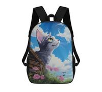 sinyumoney Cute Cat Look at The Sky Kids Backpack 17 Inch School Bag 3D Printed Cartoon School Backpacks for Boys And Teenager School Students