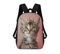 sinyumoney Cute Cat Pastel Crown Children's Backpacks School Backpack 3D Printed Backpack for Kids Travel Rucksacks Book Bags Kids School Bag 17inch