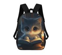 sinyumoney Cute Cat Reading by Candlelight Rucksack Lightweight Casual Daypack School Backpacks for Campus Outdoor Travel Sports 17inch