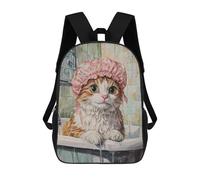 sinyumoney Cute Cat Shower Time School Bags Computer Rucksack for School/Work/Travel for Camping Outdoor Adventures And Daily Travel 17inch